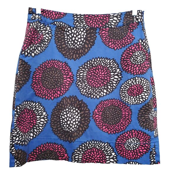 Boden Cotton Blend Blue Sunflower Print Side-Zip A-Line Skirt Size US 8L - Picture 1 of 7